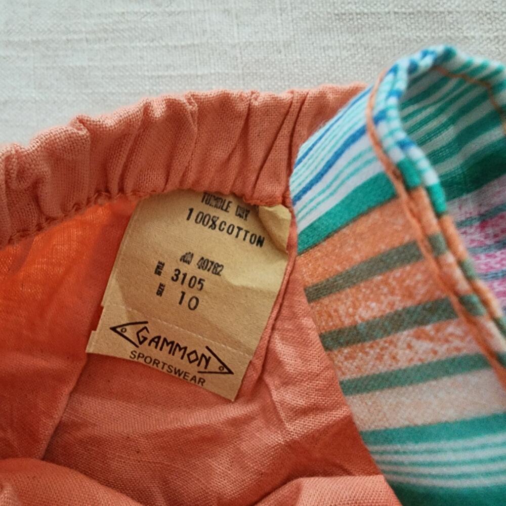 Vintage Peach Striped Belt Shorts kids 8/10 - Picture 6 of 7